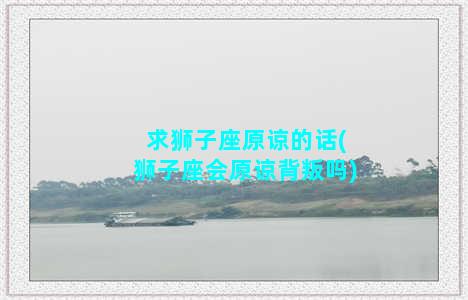 求狮子座原谅的话(狮子座会原谅背叛吗)